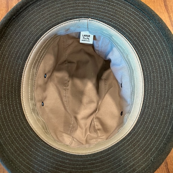 Vintage army green wool fedora hat. Made in USA. Size large - Picture 5 of 7